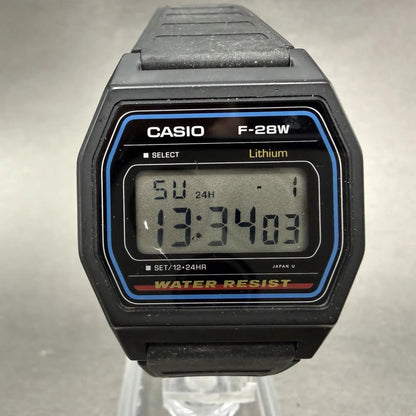 Casio F-28 Watch Men 34mm Digital Black Tone Alarm Chrono Octagon New battery0