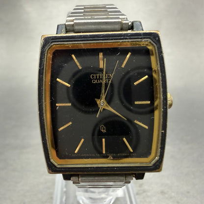 Citizen CQ Tank Watch Men 26mm Black Dial Black & Gold Tone 3630-891309 PARTS0