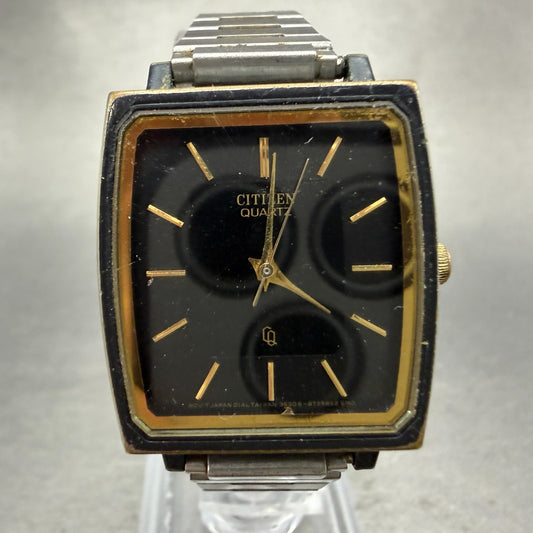 Citizen CQ Tank Watch Men 26mm Black Dial Black & Gold Tone 3630-891309 PARTS0