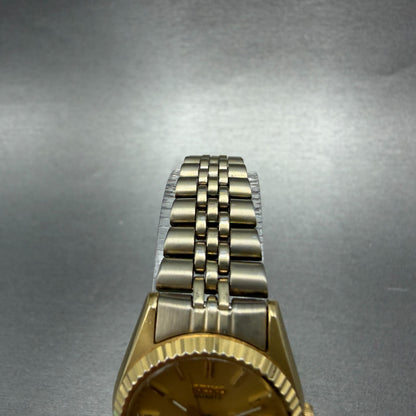 Seiko Watch Women 24mm Champagne Dial Gold Tone Daydate Round 7N83-0049 New Batt4