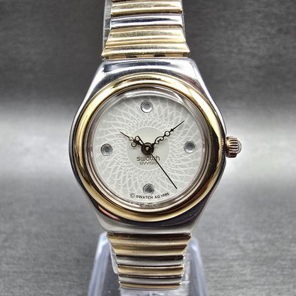 Swatch Irony Reverence Watch Women 24mm White Dial Two Tone YSS100B New Battery0