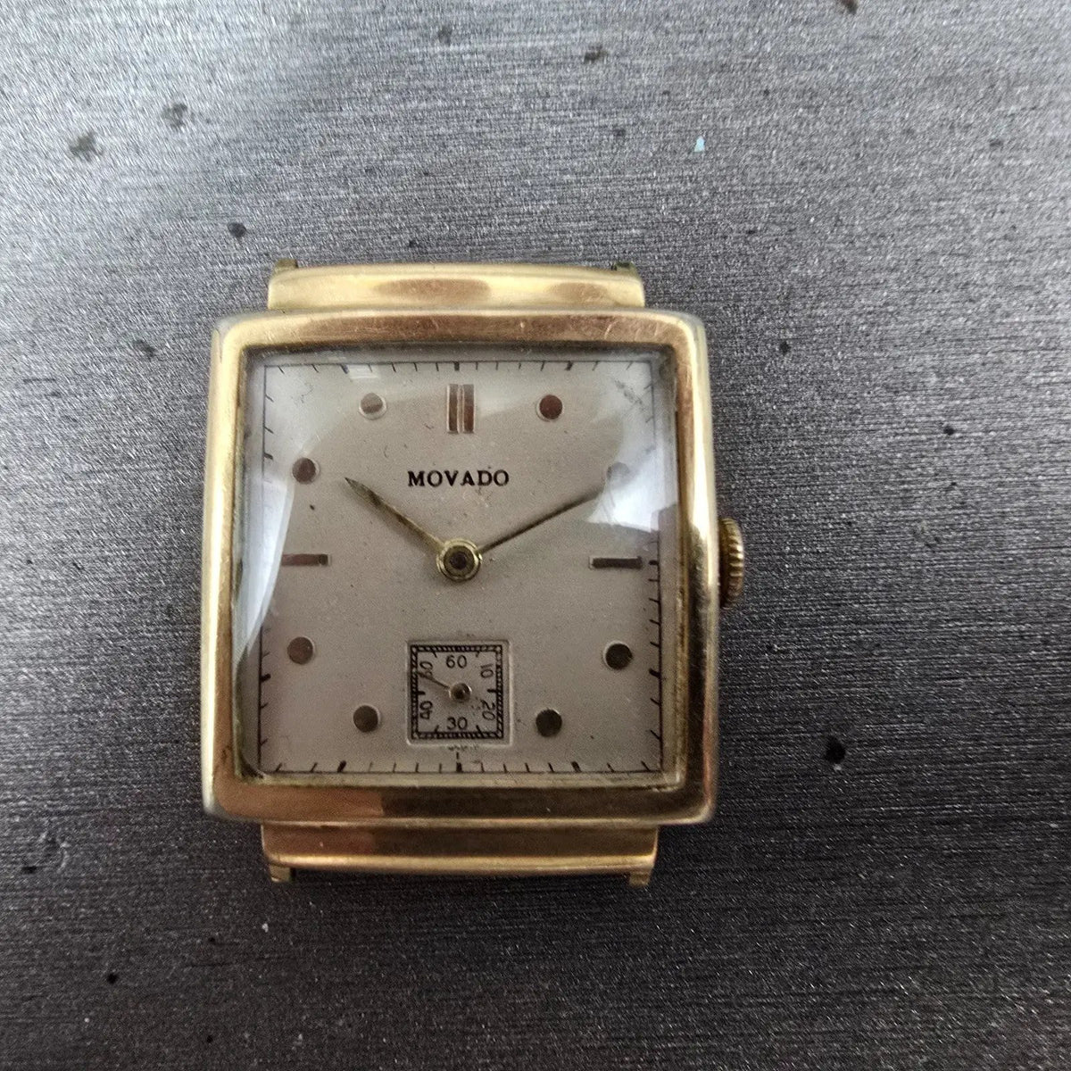 Movado Tank Watch Men 25mm White Dial 14K Gold Filled Manual Wind Cal 470 Runs0