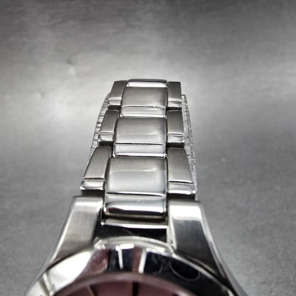Seiko Solar Watch Women 27mm Pink Dial Silver Date Round V137-0CH0 Runs4