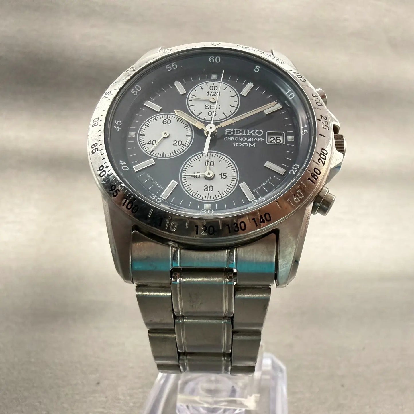Seiko Chronograph Watch Men 38mm Blue Dial Silver Date Round 7T92-0DW0 New Batt5