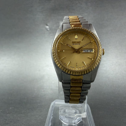 Seiko Watch Women 24mm Gold Dial Two Tone Daydate Round 7n83-0041 New Battery K45