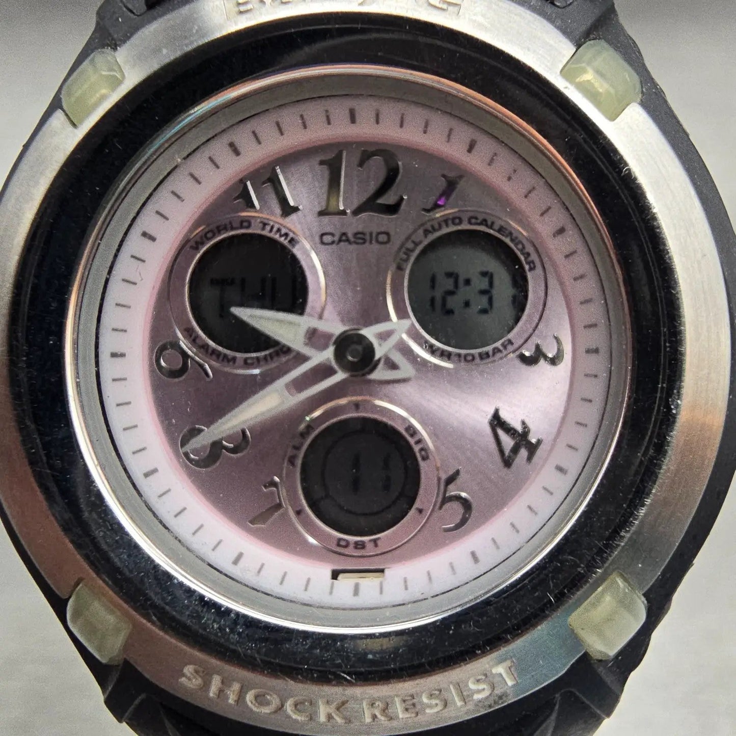 Casio Baby-G BG-191 Watch Women 40mm Pink Dial Black Chrono Alarm New Battery1