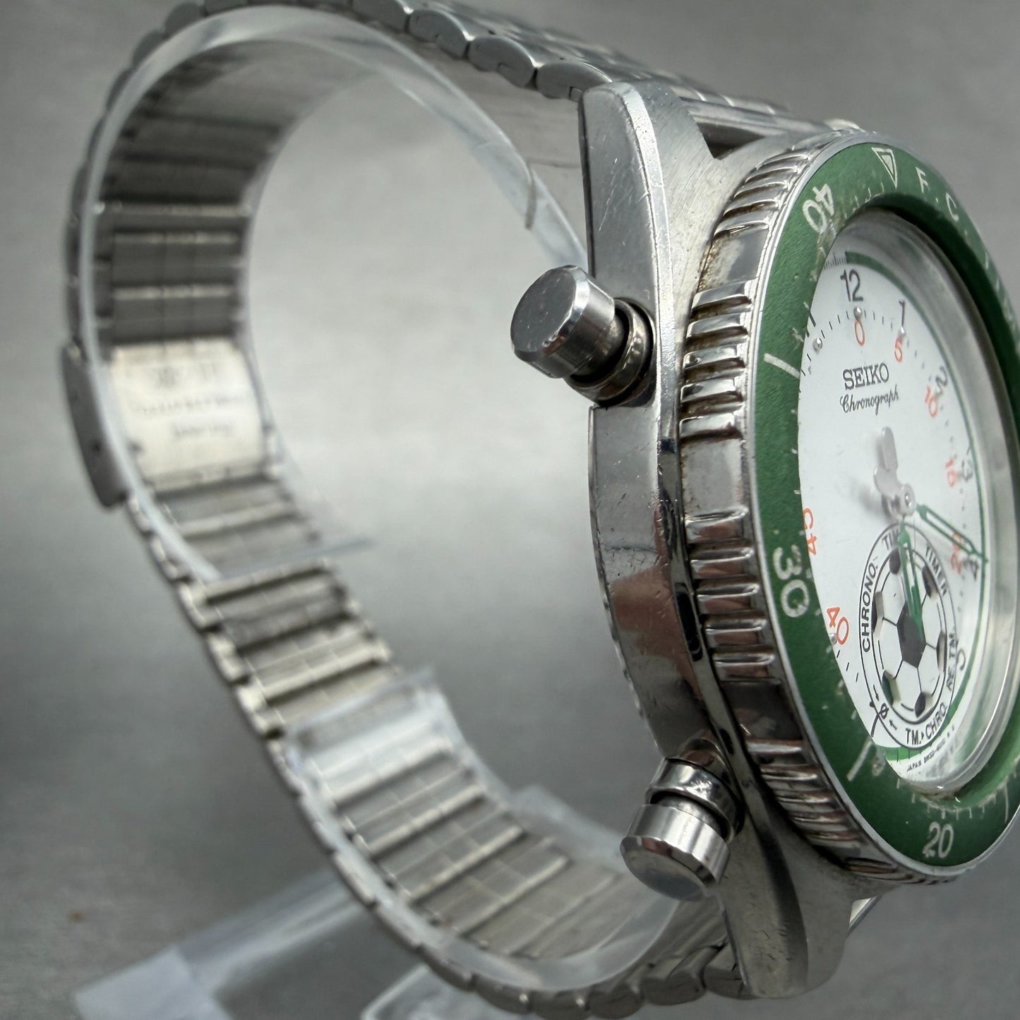 Seiko F.C Timer Soccer Watch Men White Dial Steel Round 8M32-6010 PARTS4