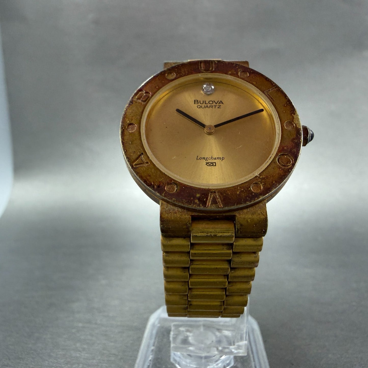 Bulova Long Champ Watch Unisex 32mm Champagne Dial Gold Tone New Battery5