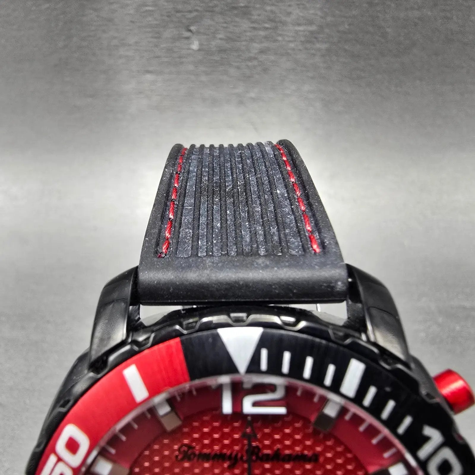 Tommy Bahama Atlantis Chronograph Watch Men 45mm Red Dial Black Tone Date NewBat4