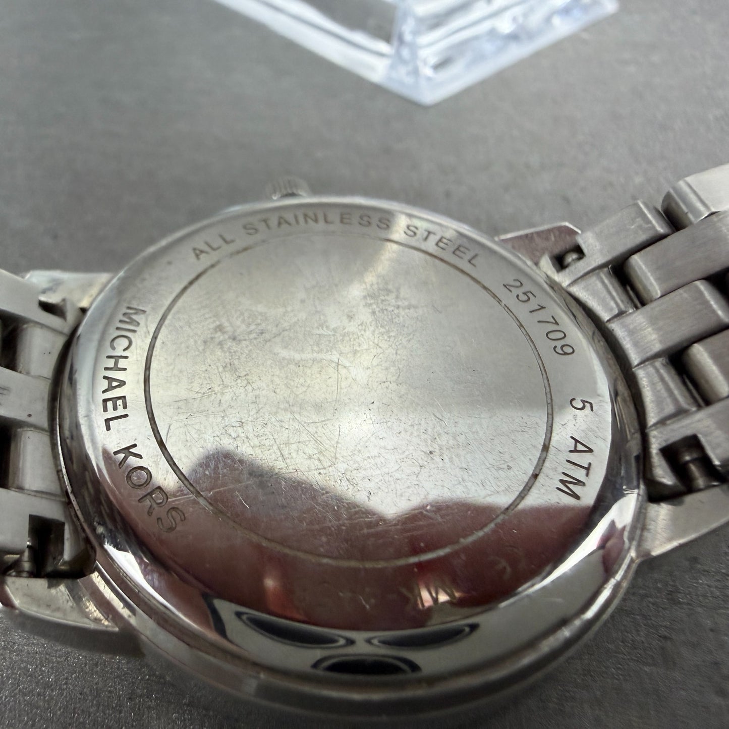 Michael Blake Watch Women 35mm Silver Dial Silver Tone Crystals MK3458 NewBatt9