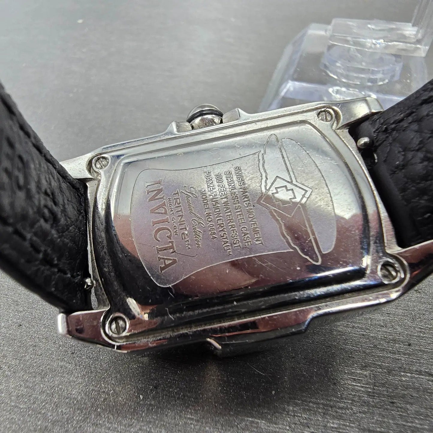 Invicta Lupah Watch 29mm Blue Dial Silver Tone Rectangle 0684 New Battery9