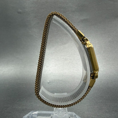 Seiko Tank Watch Women 20mm Champagne Dial Gold Tone 7321-5270 New Battery8