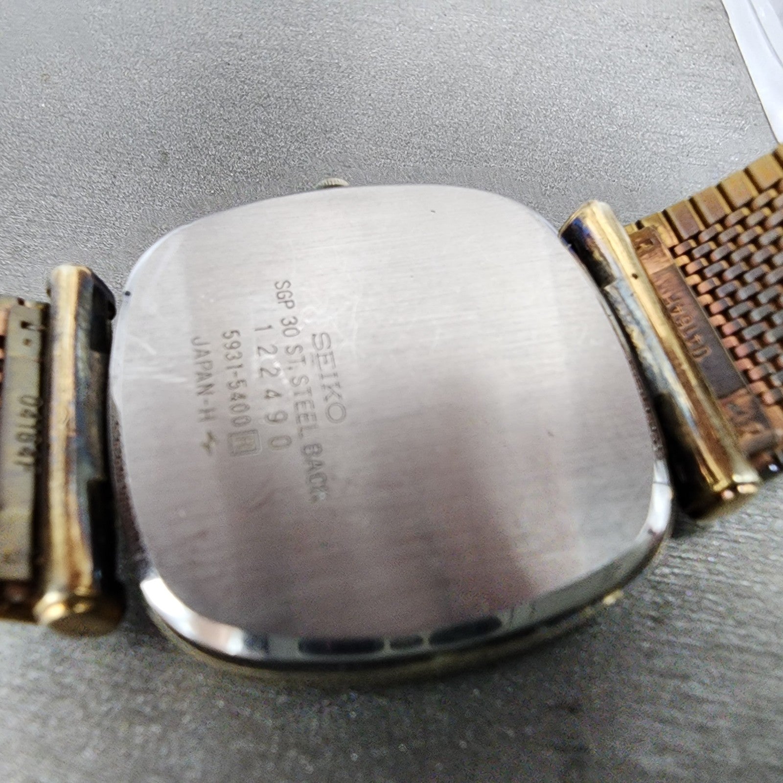 Seiko Dolce Watch Men 32mm Gold Dial Gold Plated Rectangle 59315400 New Battery9