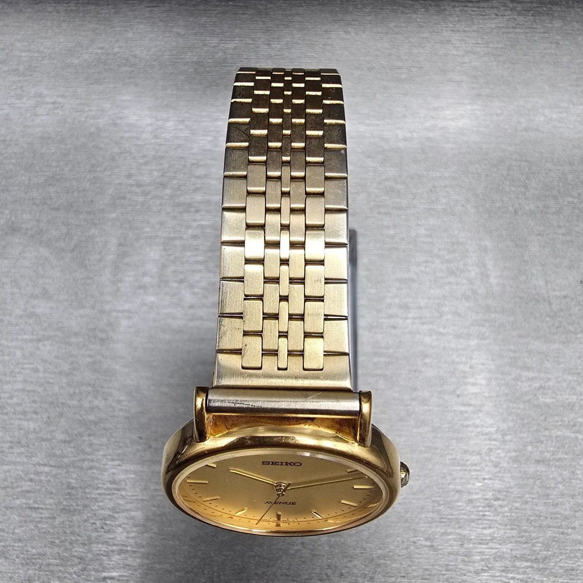 Seiko Avenue Watch Men 32mm Champagne Dial Gold Round 7N01-6D30 New Battery JDM4