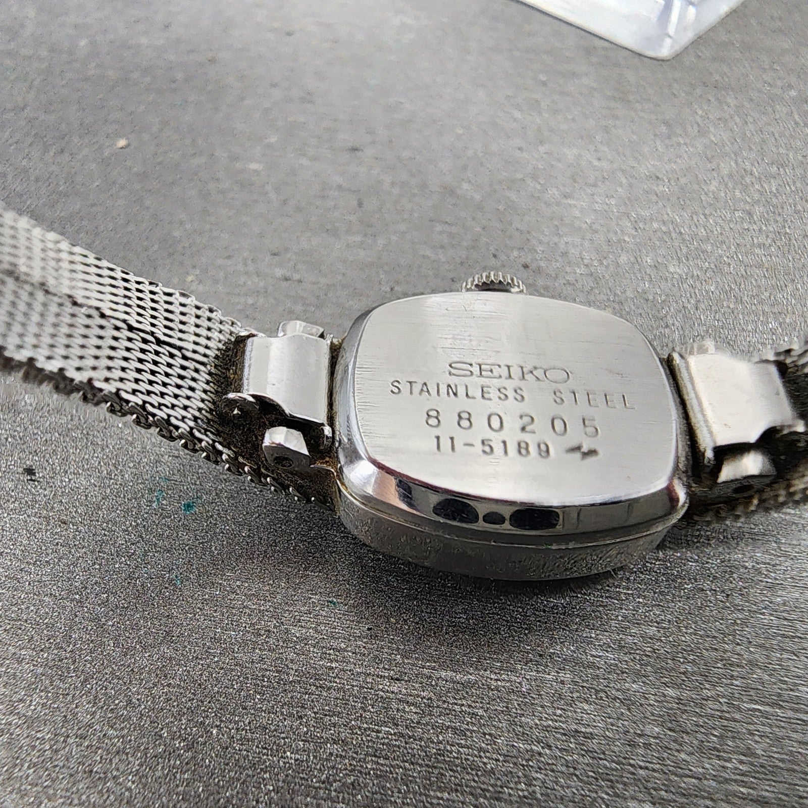 Seiko Watch Women 16mm Silver Dial Silver Tone Rectangle 115189 Manual Runs9