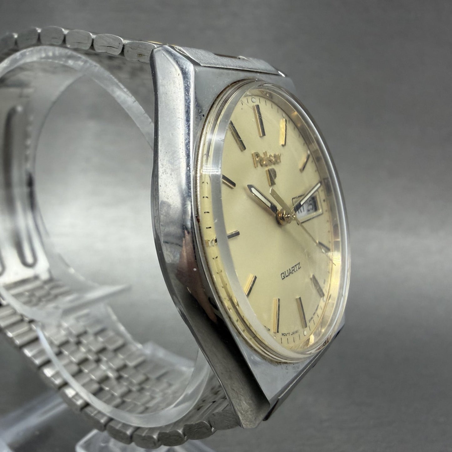 Seiko Pulsar Watch Men 34mm Champagne Dial Two Tone Daydate Y148800H NewBattery3
