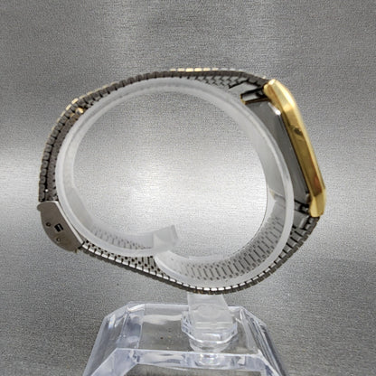 Seiko Tank Watch Men 26mm Gray Dial Gold Tone Rectangle 6530-5080 New Battery