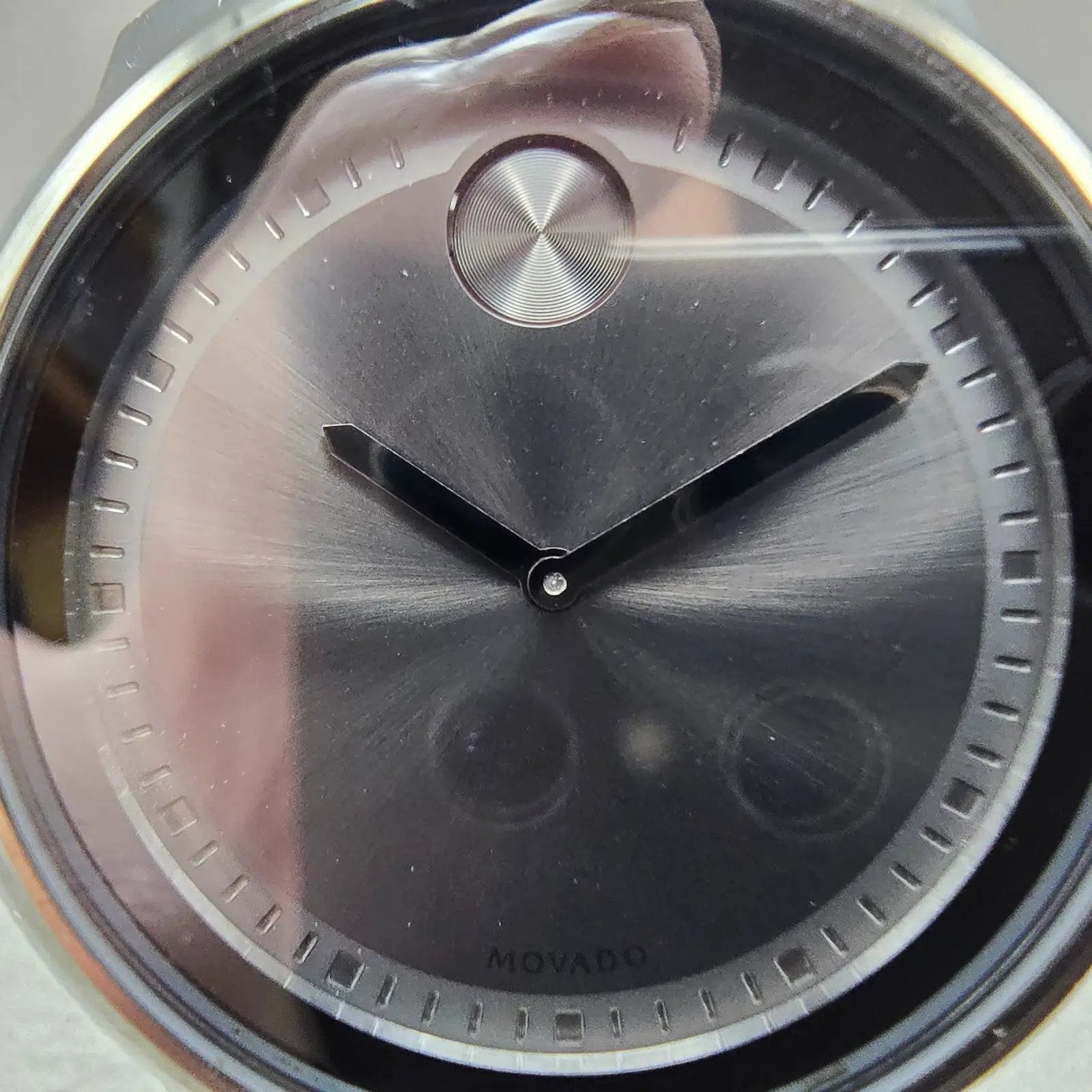 Movado Bold Watch Men 42mm Black Dial Black Tone 3600454 New Battery1