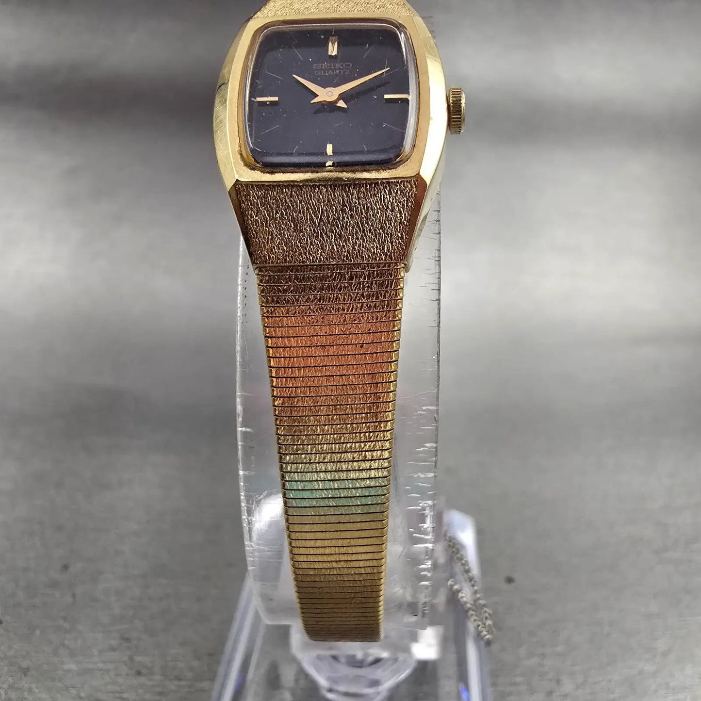 Seiko Watch Women 16mm Blue Dial Gold Tone Oval 2C20-6450 New Battery Vintage5