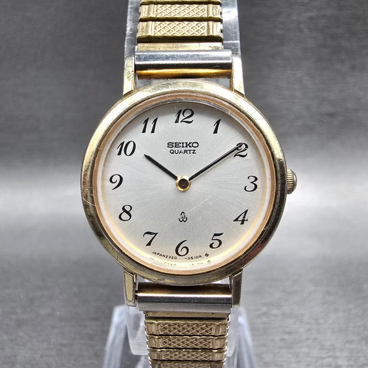 Seiko Watch Women 23mm Silver Dial Gold Tone Round 2320-0060 New Battery Vintage0