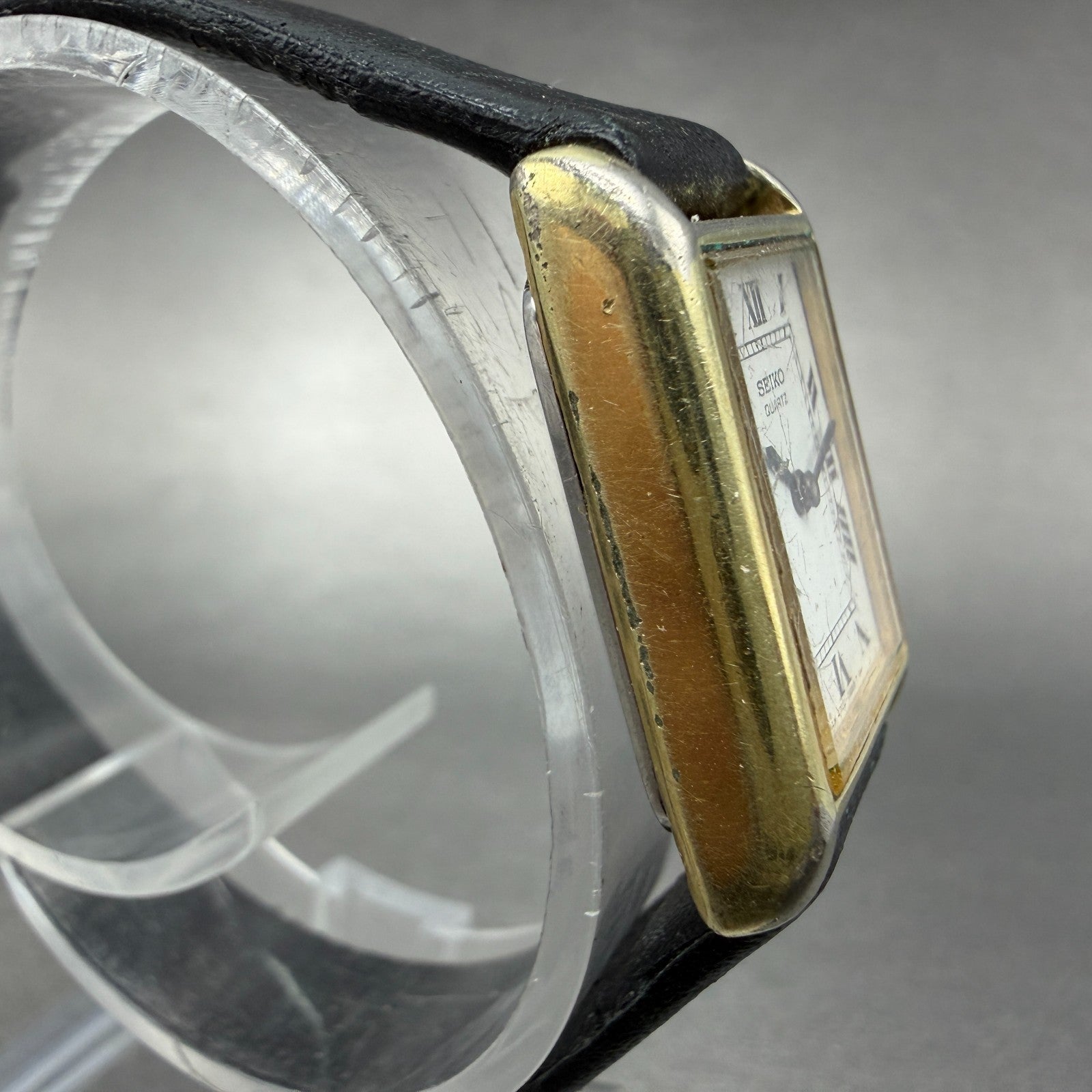 Seiko Tank Watch Women 19mm White Dial Gold Tone Rectangle 4700-3009 PARTS4