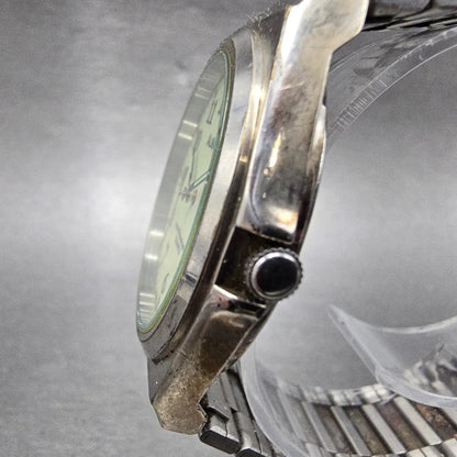 Seiko Alba Watch Men 36mm Luminous Dial Silver Tone Daydate V743-8020 PARTS VTG11