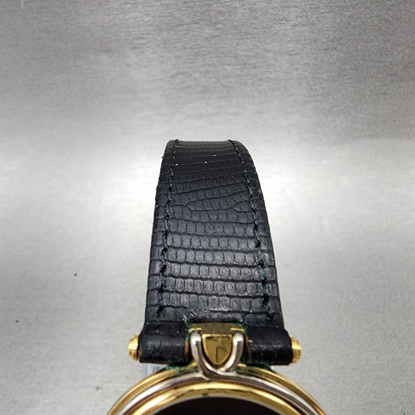 Gucci 4500m Watch Men 32mm Black Dial Gold Plated Round Leather Band New Battery4