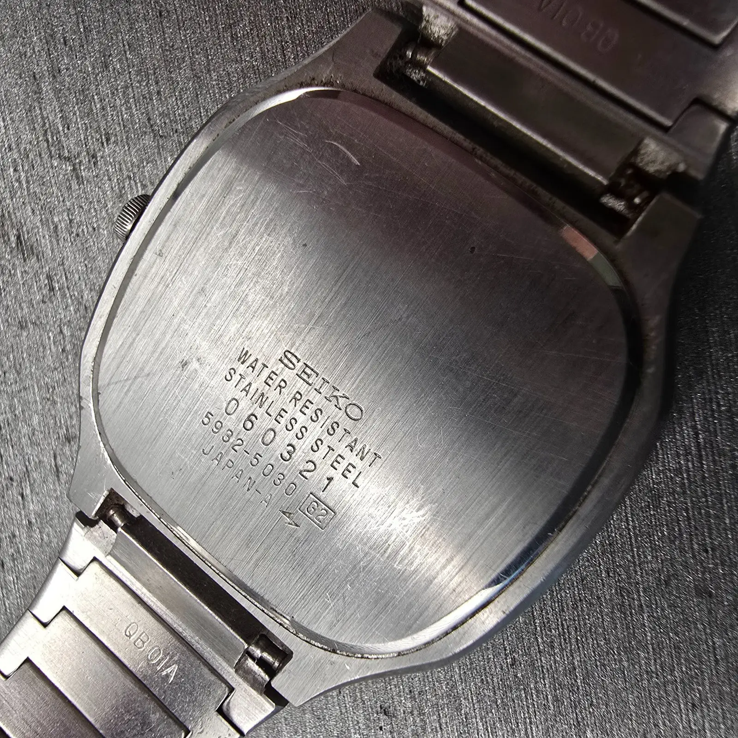 Seiko Watch Men 32mm White Dial Silver Tone Date Rectangle 5932-5030 New Battery10