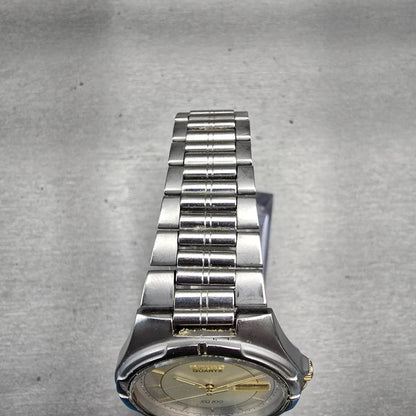 Seiko SQ Watch Men 36mm Silver Dial Silver Tone Daydate Round 5Y23-7029 New Batt5