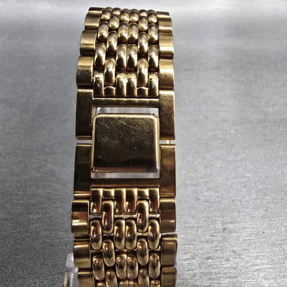 Seiko Tank Watch Men 26mm Black Dial Gold Tone Rectangle V701-5J09 New Battery7
