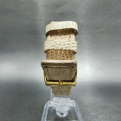Skagen Watch Women 28mm MOP Dial Gold Tone Crystal Bezel Square New Battery