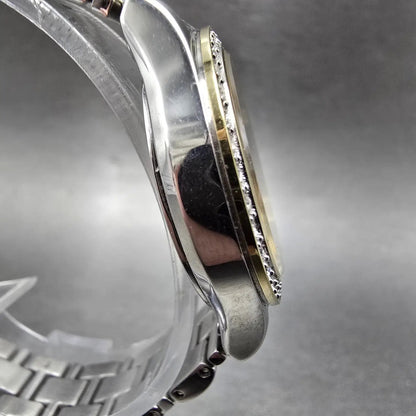 Seiko Solar Watch Women 28mm MOP Dial Two Tone Date Gemmed V137-0AA0 Works JP 673