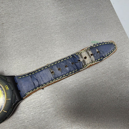 Swatch Aqua Chrono Free Dive Watch Men 43mm Cream Dial Blue Tone Date READ! Runs7