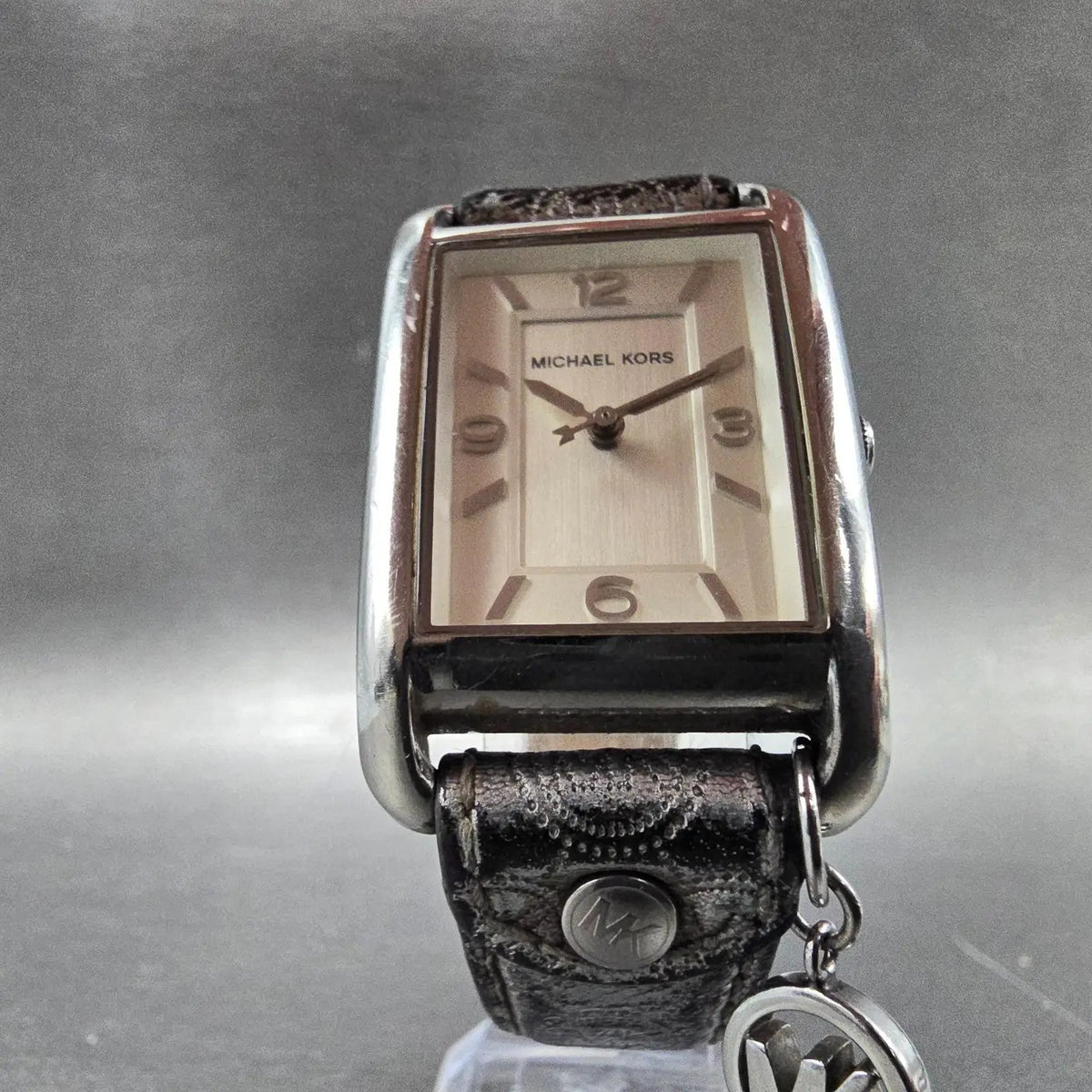 Michael kors Tank Watch Women 26mm White Dial Silver Rectangle MK-2247 New Batt5