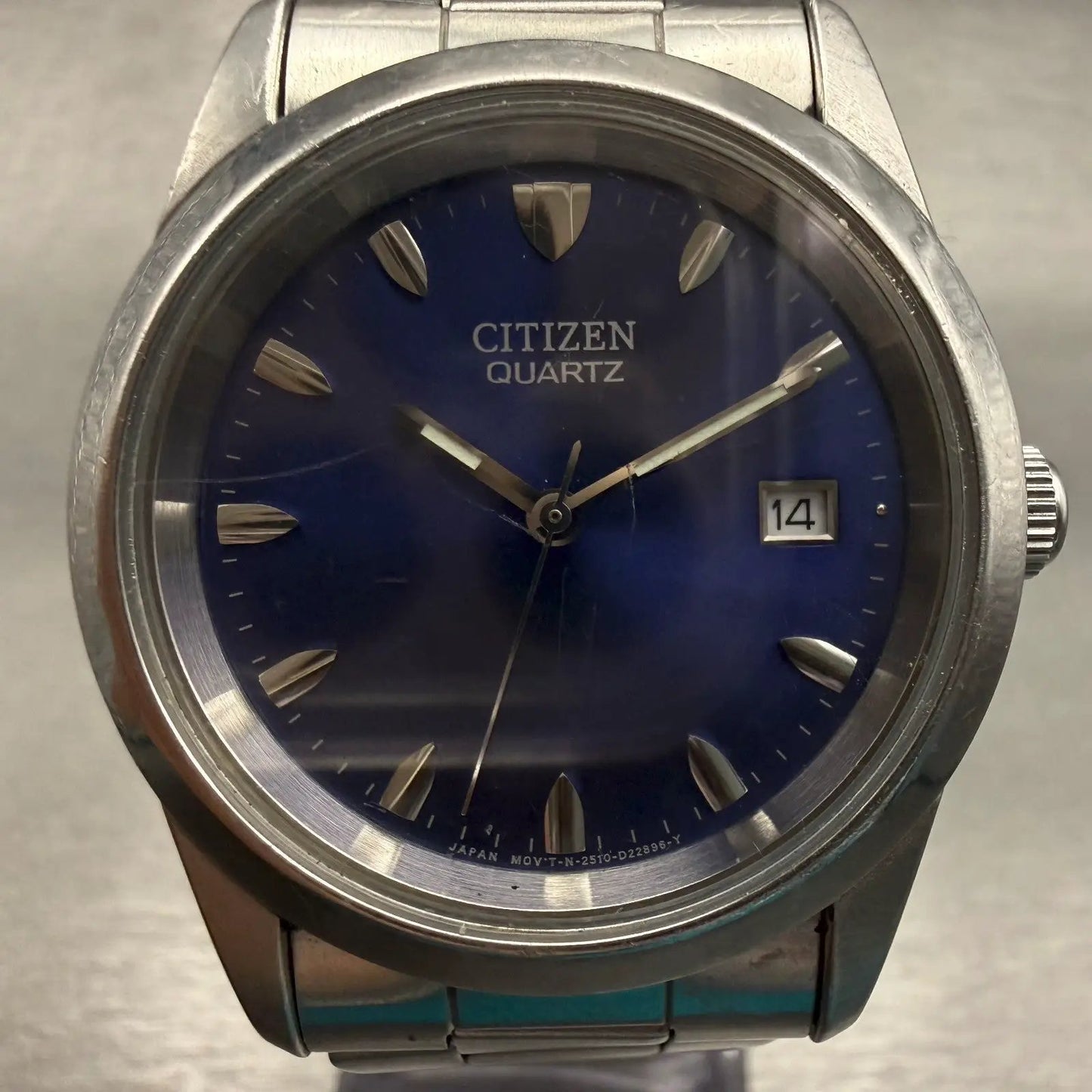 Citizen Watch Men 35mm Blue Dial Silver Tone Date Round 2510-S027845 New Battery1