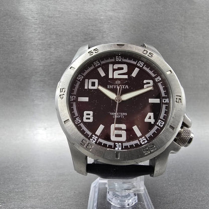 Invicta Specialty Watch Men 48mm Brown Dial Silver Round 1904 Leather New Batt5