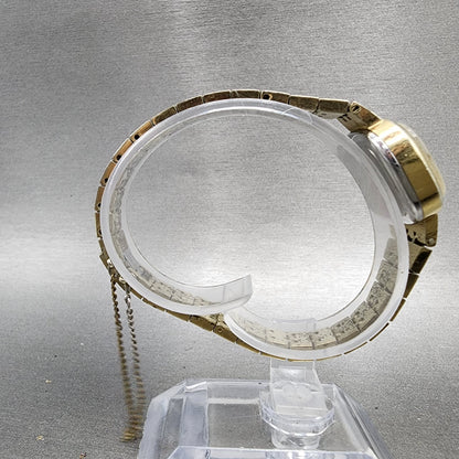 Jules Jurgenson Watch Women 25mm Gold Dial Gold Tone Manual Wind Runs READ!! VTG9