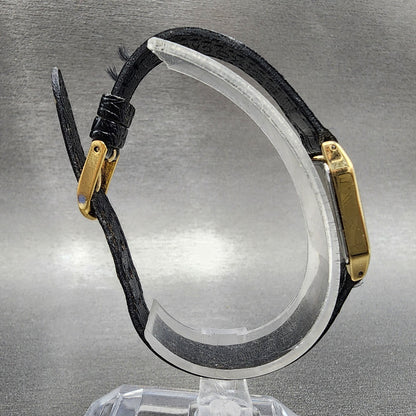 Seiko Tank Watch Women 17mm Black Dial Gold Tone Rectangle V4005538 New Battery8