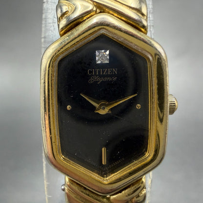 Citizen Elegance Watch Women 14mm Black Dial gold Tone 5421-F42627 New Battery1