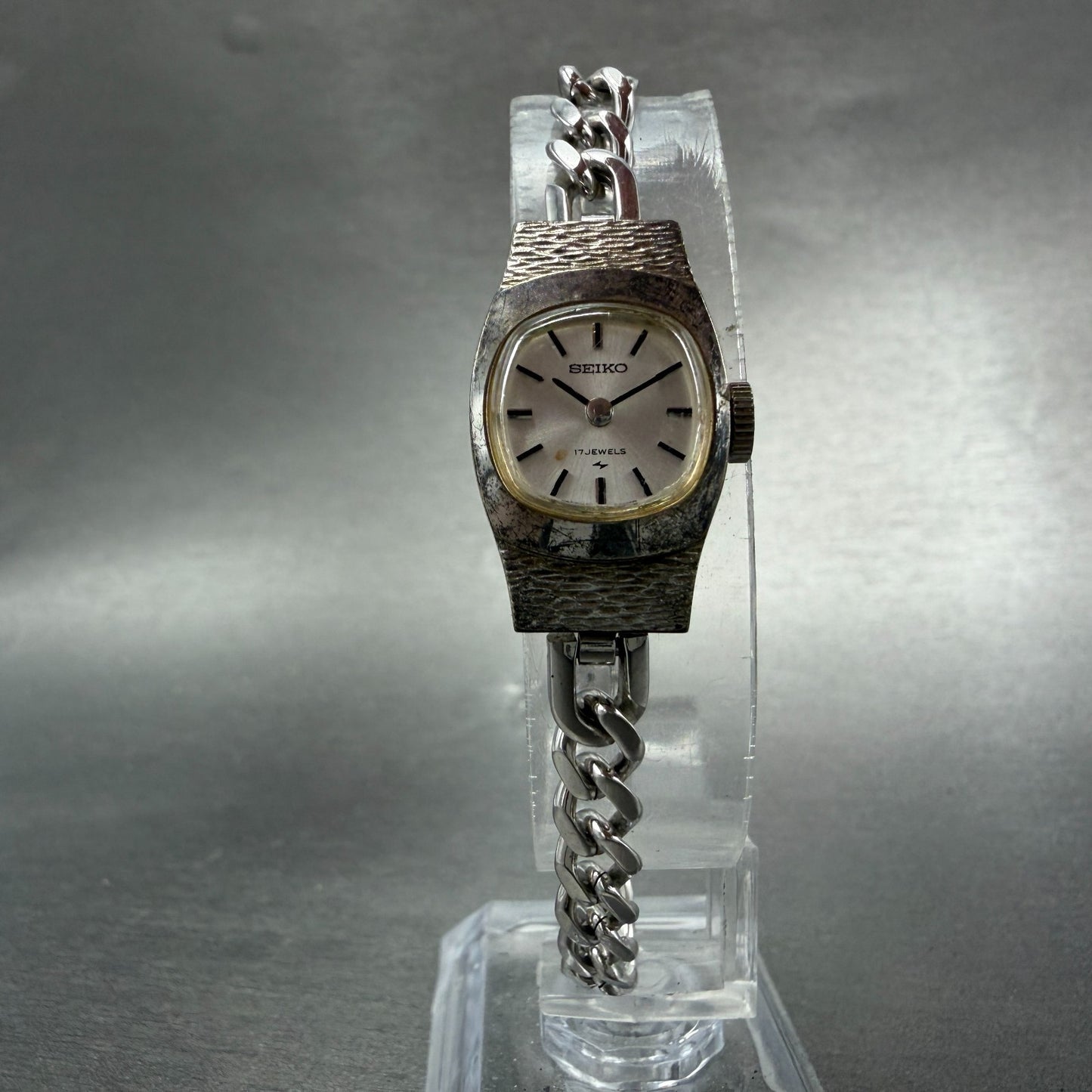 Seiko Watch Women 15mm Silver Dial Silver Tone Manual Rectangle 11-3380 Runs5