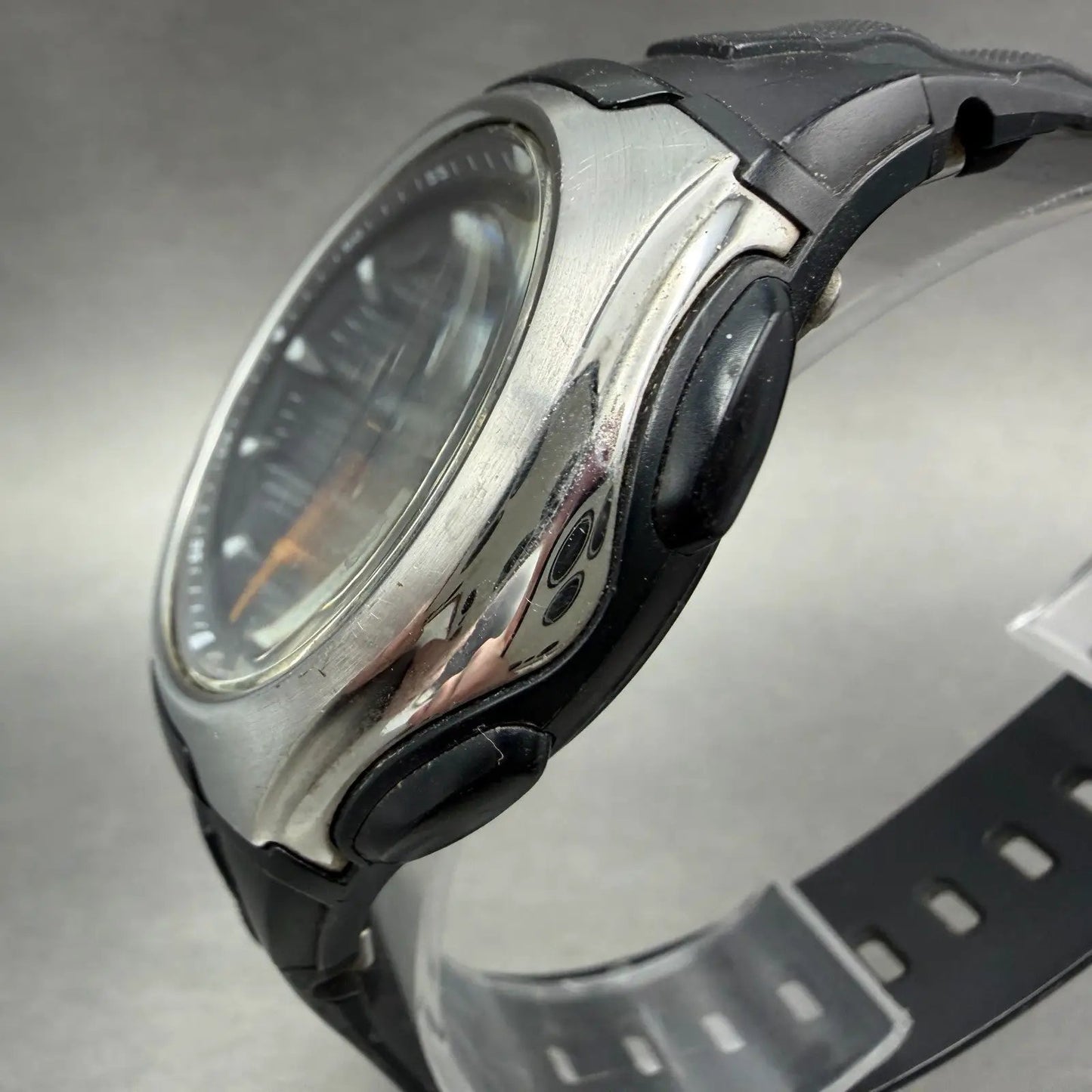 Casio Wave Ceptor Watch Men 43mm Black Dial Silver Tone Analog Digital  Solar LP2