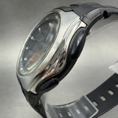 Casio Wave Ceptor Watch Men 43mm Black Dial Silver Tone Analog Digital  Solar LP2
