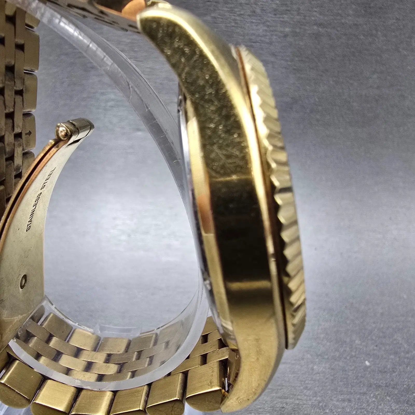 Michael Kors Lexington Chronograph Watch Men 45mm Black Dial Gold Tone New Batt3