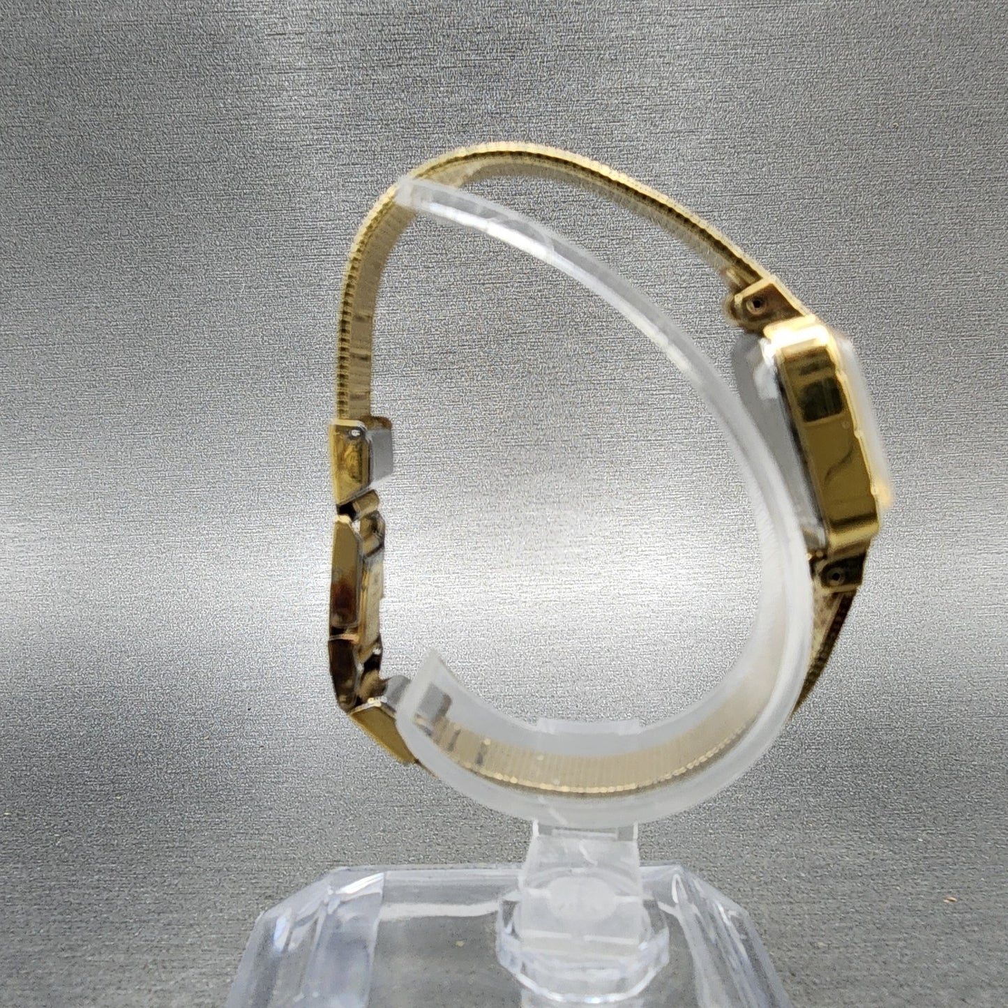 Seiko Tank Watch Women 16mm Champagne Dial Gold Tone Manual 115179 Runs8