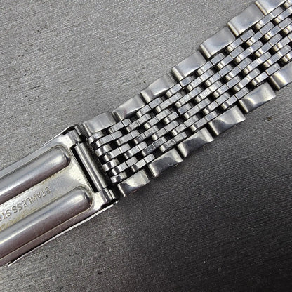 Seiko Beads Of Rice Bracelet 19mm Stainless Steel Silver Tone Tri Folding ClaspK13