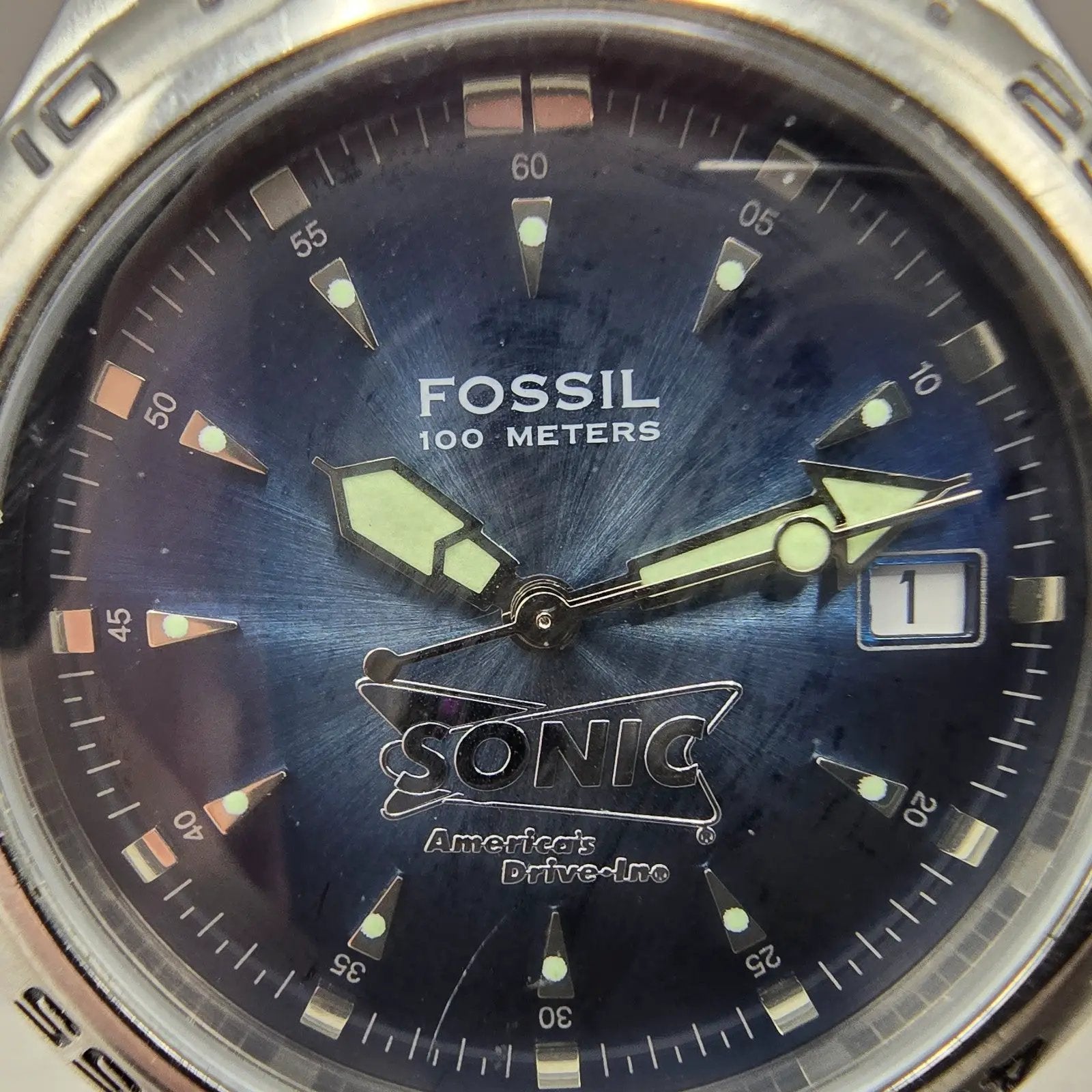 Fossil Blue Dive Watch Men 41mm Blue Dial Silver Tone Date PR-5196 New Battery1