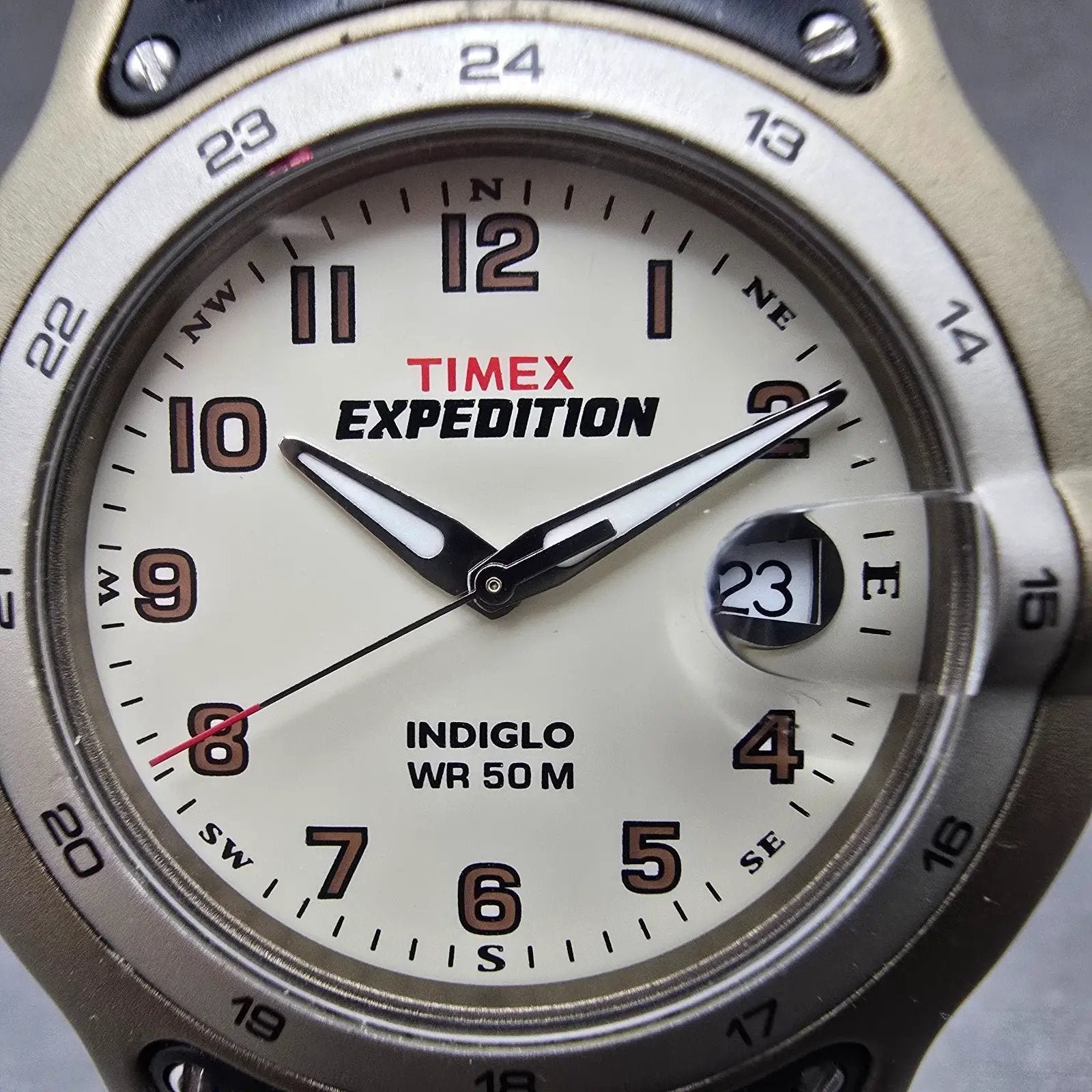 Timex Expedition Watch Men 39mm White Dial Steel Date Round T48501 New Battery1