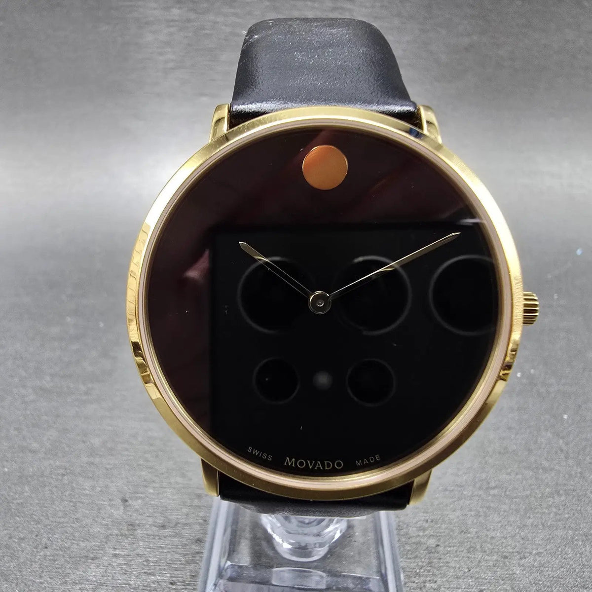 Movado Museum Watch Men 40mm Black Dial Gold 70th Anniversary 0607135 New Batt0