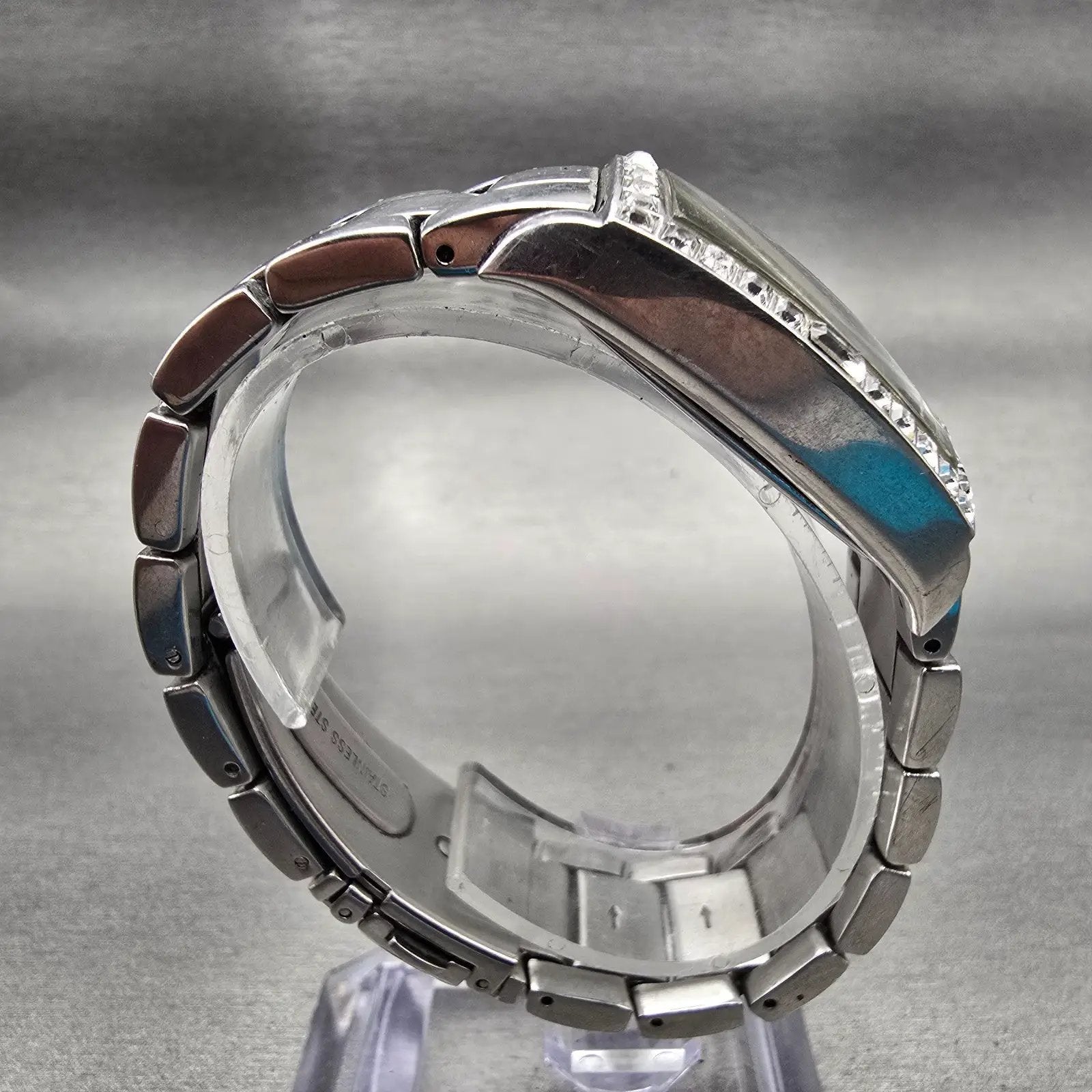 Skagen Watch Women 31mm MOP Dial Silver Tone Gemmed Rectangle N526SSX New Batt8