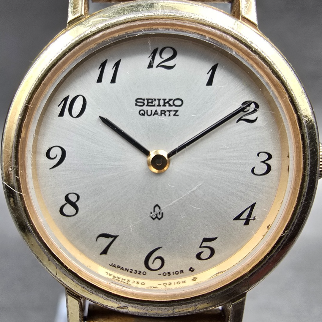 Seiko Watch Women 23mm Silver Dial Gold Tone Round 2320-0060 New Battery Vintage1